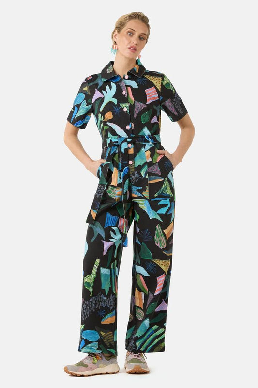 Image of a model wearing Pants. Product name - Endless Horizon Boiler Suit in Print colour by brand - Gorman