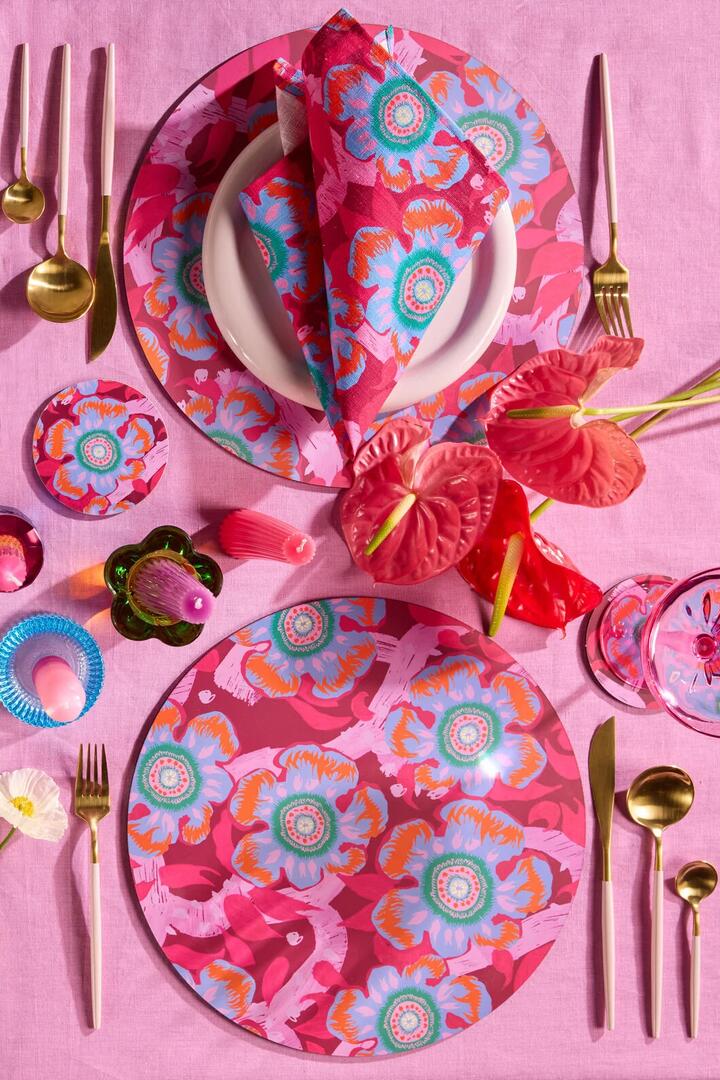 Image of Kitchen & Dining. Product name - Tiger Flower Placemat Set 4 in Print colour by brand - Gorman