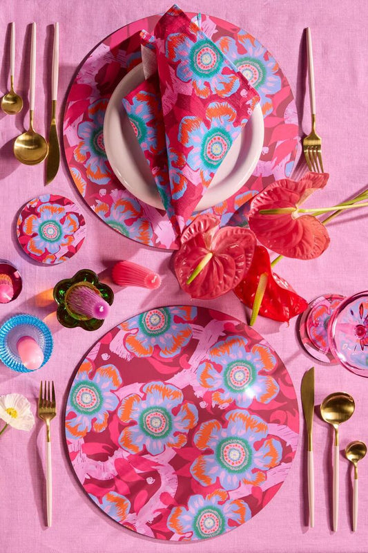 Image of Kitchen & Dining. Product name - Tiger Flower Placemat Set 4 in Print colour by brand - Gorman