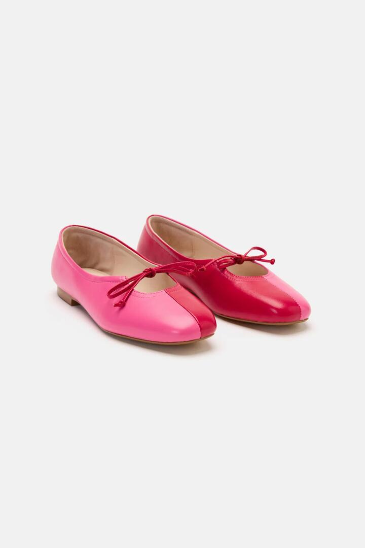 Image of Flats. Product name - Spliced Ballet Flat in Red/Pink colour by brand - Gorman