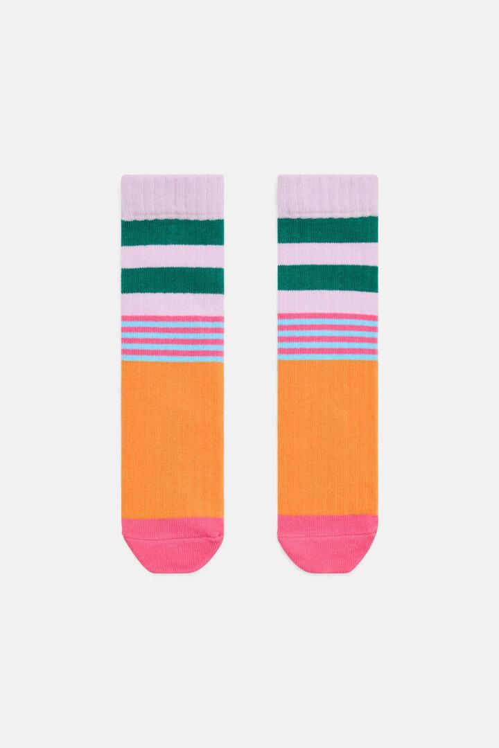 Image of Socks. Product name - Pink Stripe Rib Kids Sock in Multi colour by brand - Gorman
