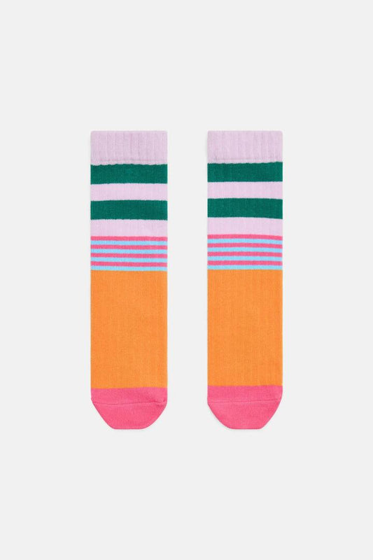 Image of Socks. Product name - Pink Stripe Rib Kids Sock in Multi colour by brand - Gorman
