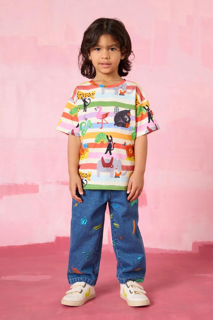 Image of T-Shirts. Product name - Ta-DA Stripe Kids T-Shirt in Multi colour by brand - Gorman