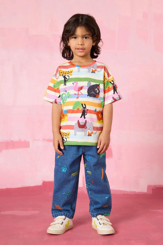 Image of T-Shirts. Product name - Ta-DA Stripe Kids T-Shirt in Multi colour by brand - Gorman