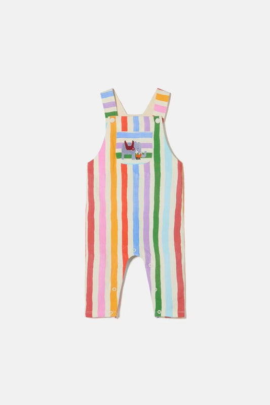 Image of a model wearing Pants. Product name - Stripy Stripe Baby Overalls in Multi colour by brand - Gorman