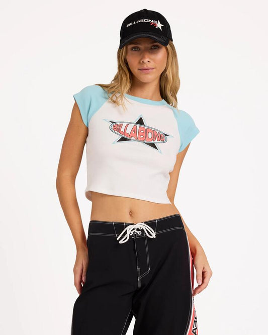 Image of T-Shirts. Product name - Billabong Womens Joyride Raglan T-Shirt Salt Crystal in Salt Crystal colour by brand - Billabong