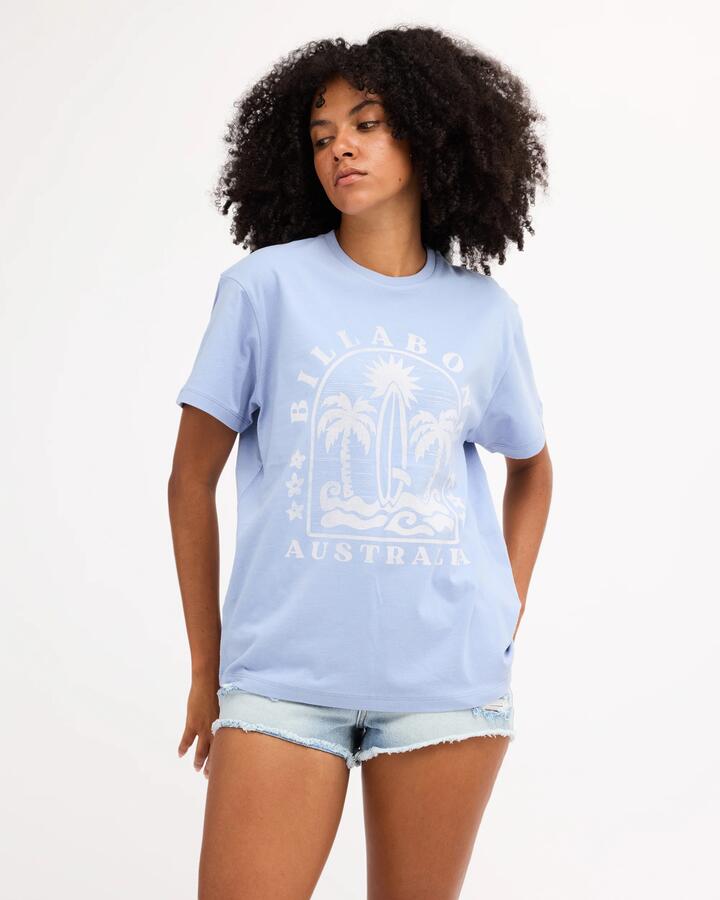 Image of T-Shirts. Product name - Billabong Womens Billabong Destination T-Shirt Blue Bell in Blue Bell colour by brand - Billabong