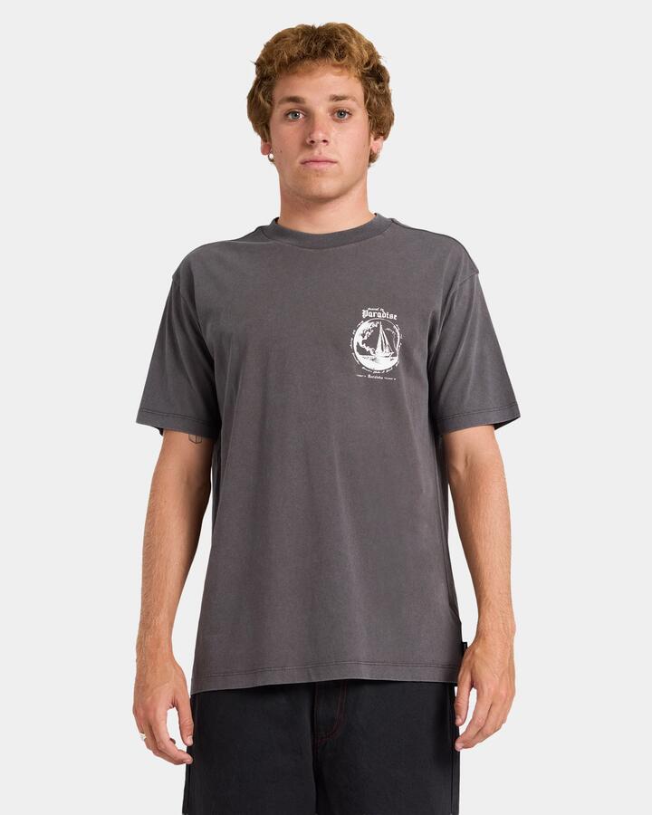 Image of T-Shirts. Product name - Rvca Mens Endless Journey T-Shirt Pirate Black in Pirate Black colour by brand - Rvca