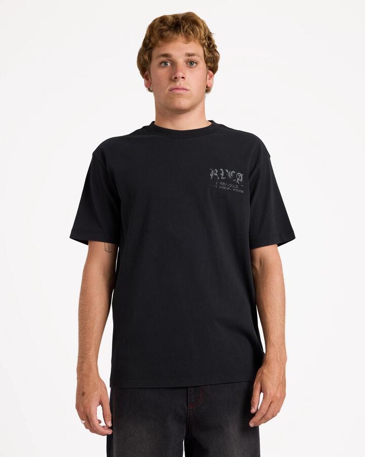 Image of T-Shirts. Product name - Rvca Mens Rvca Big Pret-Shirt T-Shirt Black in Black colour by brand - Rvca