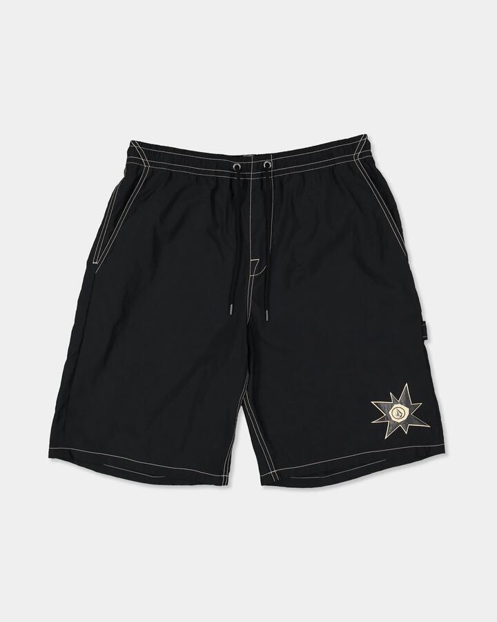 Image of a model wearing Shorts. Product name - Volcom Mens Disturb 21" Shorts Black in Black colour by brand - Volcom