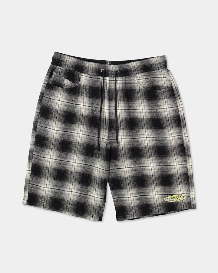 Image of a model wearing Shorts. Product name - Volcom Mens Freazy Elastic Shorts Black in Black colour by brand - Volcom