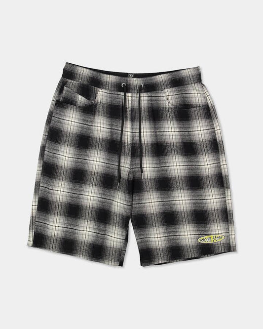 Image of a model wearing Shorts. Product name - Volcom Mens Freazy Elastic Shorts Black in Black colour by brand - Volcom