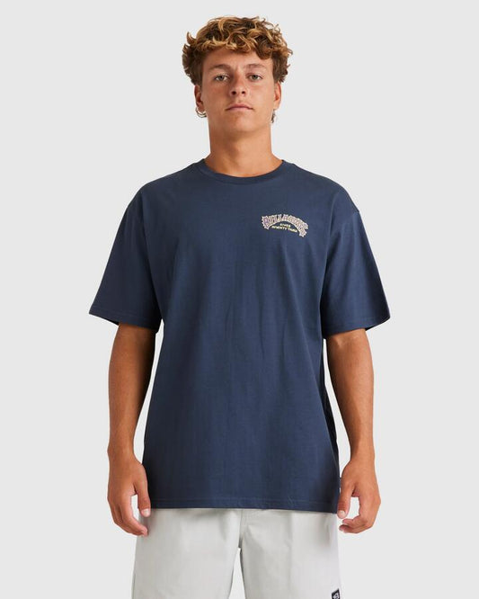Image of T-Shirts. Product name - Billabong Mens 73 Arch T-Shirt Dusty Navy in Dusty Navy colour by brand - Billabong