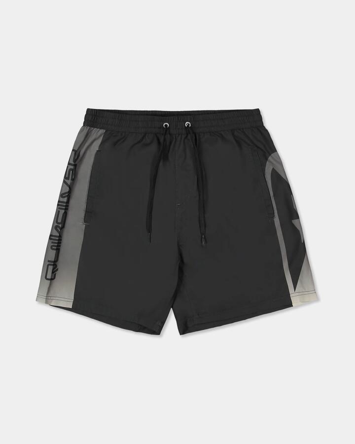 Image of a model wearing Shorts. Product name - Quiksilver Mens Everyday Holmes 17" Volley Shorts Black Holmes in Black Holmes colour by brand - Quiksilver