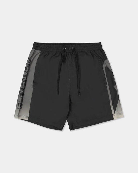 Image of a model wearing Shorts. Product name - Quiksilver Mens Everyday Holmes 17" Volley Shorts Black Holmes in Black Holmes colour by brand - Quiksilver