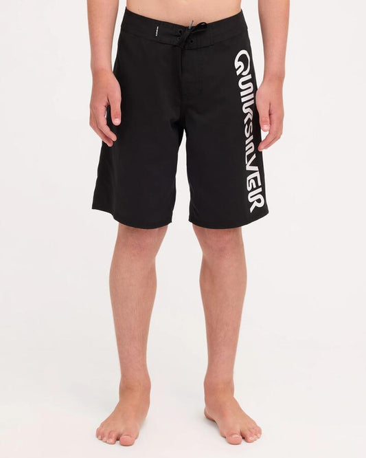Image of Swimwear. Product name - Quiksilver Boys 8-16 Everyday Omni Logo 17" Boardshorts Black in Black colour by brand - Quiksilver