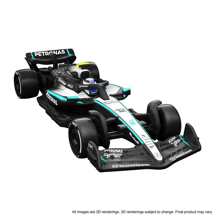 Image of Toy Cars. Product name - Hot Wheels Premium Collectible Mercedes-AMG PETRONAS Formula One Team Car Kimi Antonelli in colour by brand - Hot Wheels