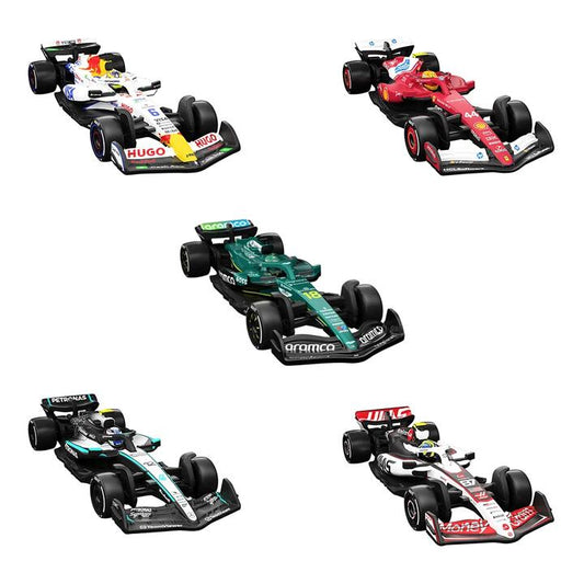 Image of Toy Cars. Product name - Bundle: Hot Wheels Formula 1 Collectible Team Cars 5 Cars (Group 4) in colour by brand - Hot Wheels