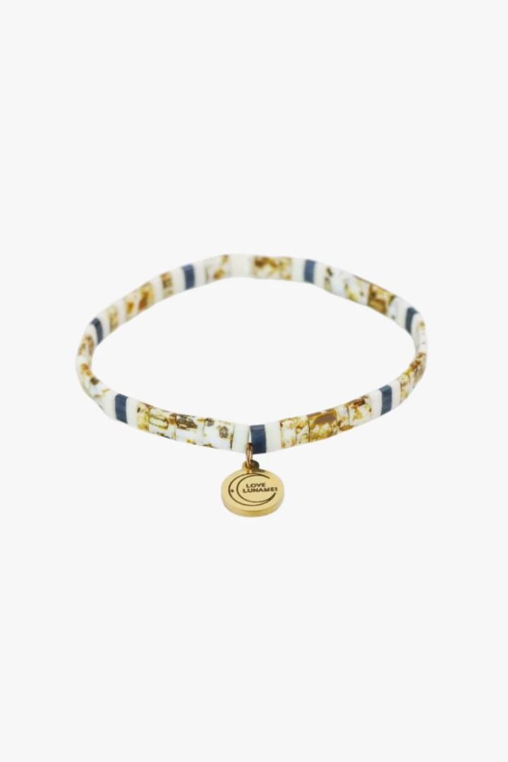 Image of Jewelry. Product name - Love Gold White Charcoal with Gold Charm Bracelet in White colour by brand - Love Lunamei