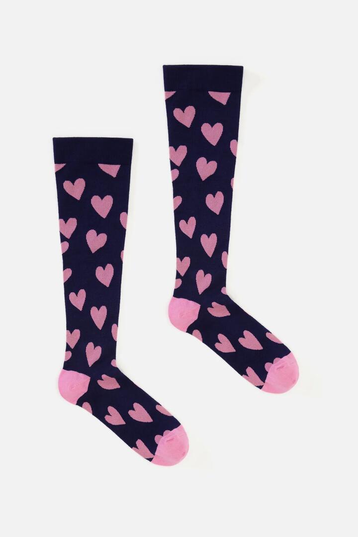Image of Socks. Product name - Navy hearts Compression socks in Navy colour by brand - Scrubs With Love