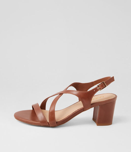 Image of Sandals. Product name - Genery Walnut Leather Sandals in Walnut colour by brand - MIDAS