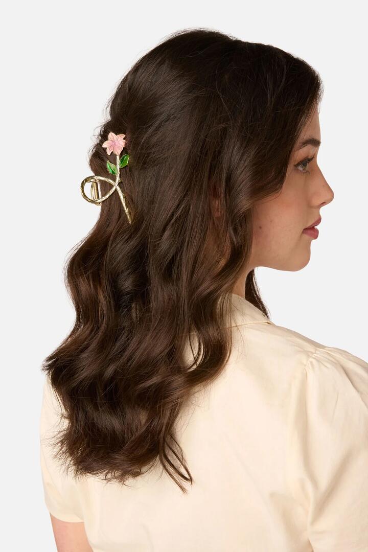 Image of Hair Accessories. Product name - Goldie Flower Claw Clip in Gold colour by brand - Princess Highway
