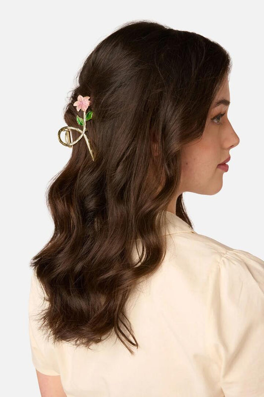 Image of Hair Accessories. Product name - Goldie Flower Claw Clip in Gold colour by brand - Princess Highway