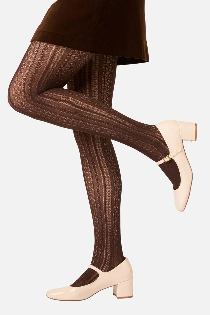 Image of Lingerie. Product name - Chocolate Lacey Tights in Chocolate colour by brand - Princess Highway