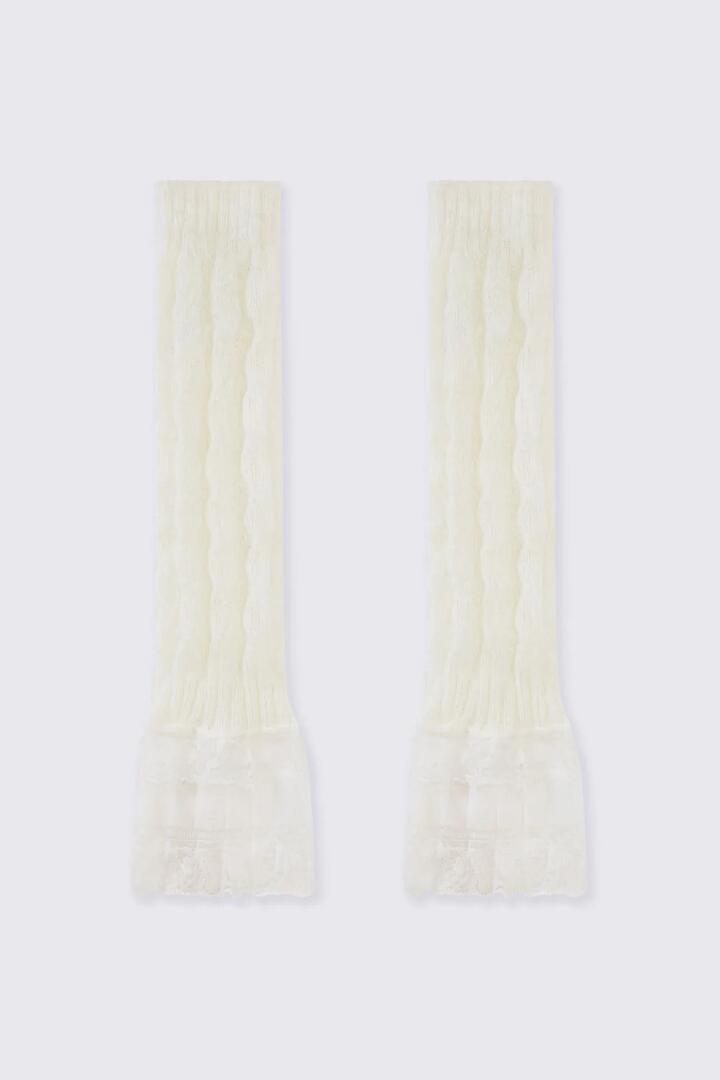 Image of Lingerie. Product name - Lace Bottom Leg Warmers in White colour by brand - Black Friday