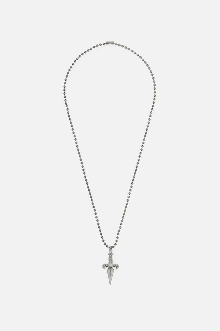 Image of Necklaces. Product name - Skull Dagger Necklace in Silver colour by brand - Black Friday