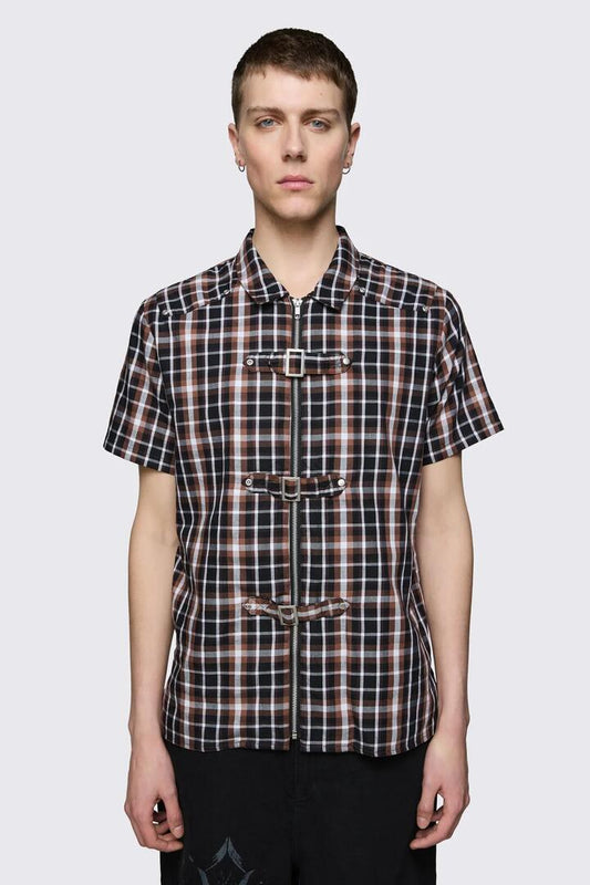 Image of Shirts. Product name - Archangel Tartan Shirt in Brown colour by brand - Dangerfield