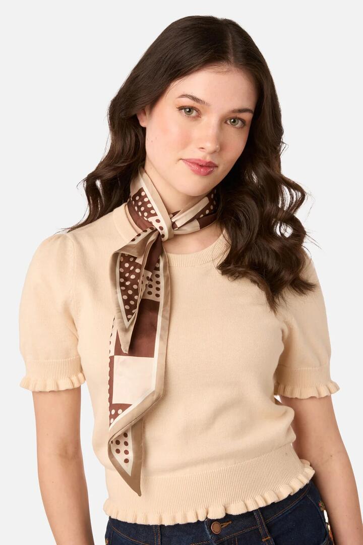 Image of Scarves & Shawls. Product name - Chocolate Narrow Satin Scarf in Chocolate colour by brand - Princess Highway