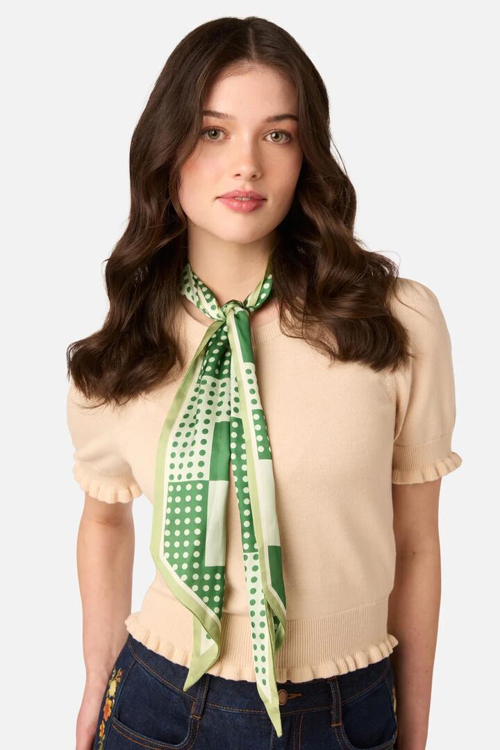Image of Scarves & Shawls. Product name - Green Narrow Satin Scarf in Green colour by brand - Princess Highway