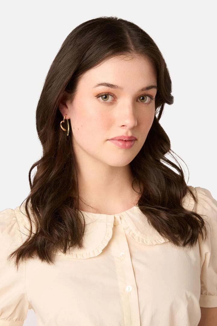 Image of Earrings. Product name - Through Ear Heart Earrings in Gold colour by brand - Princess Highway