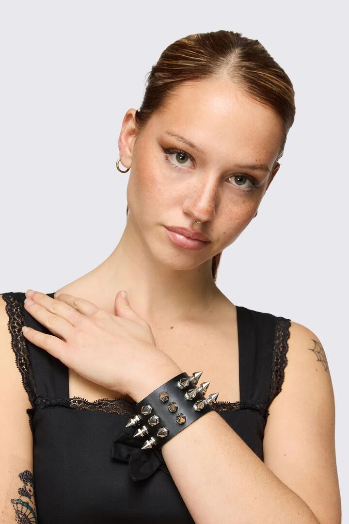 Image of Jewelry. Product name - Wide Stud Cuff in Black colour by brand - Dangerfield