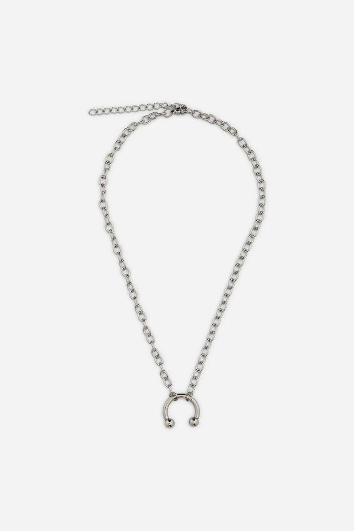 Image of Necklaces. Product name - Circular Barbell Necklace in Silver colour by brand - Dangerfield
