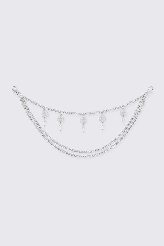 Image of Charms. Product name - Pentagram Sword Charm Chain in Silver colour by brand - Black Friday