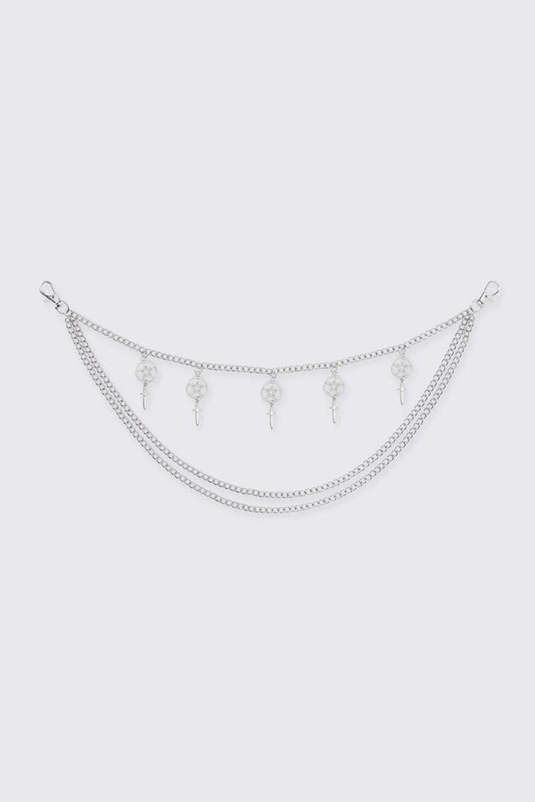 Image of Charms. Product name - Pentagram Sword Charm Chain in Silver colour by brand - Black Friday