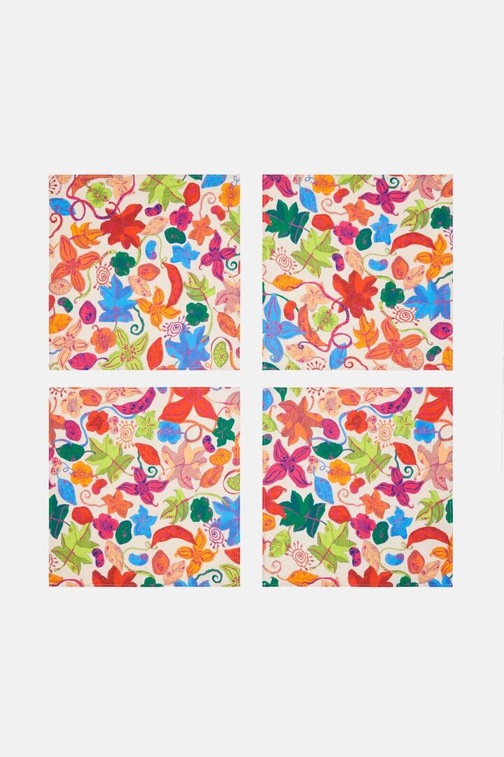 Image of Kitchen & Dining. Product name - Pop Botanical Napkin Set 4 in Print colour by brand - Gorman