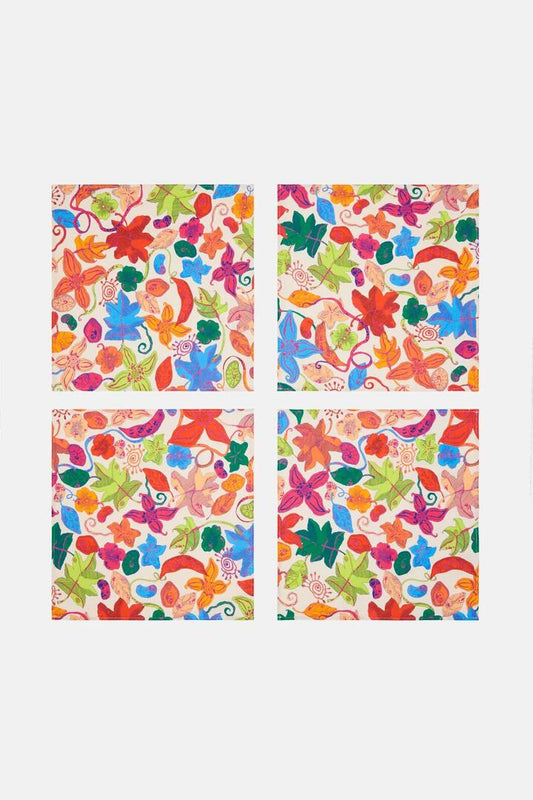 Image of Kitchen & Dining. Product name - Pop Botanical Napkin Set 4 in Print colour by brand - Gorman