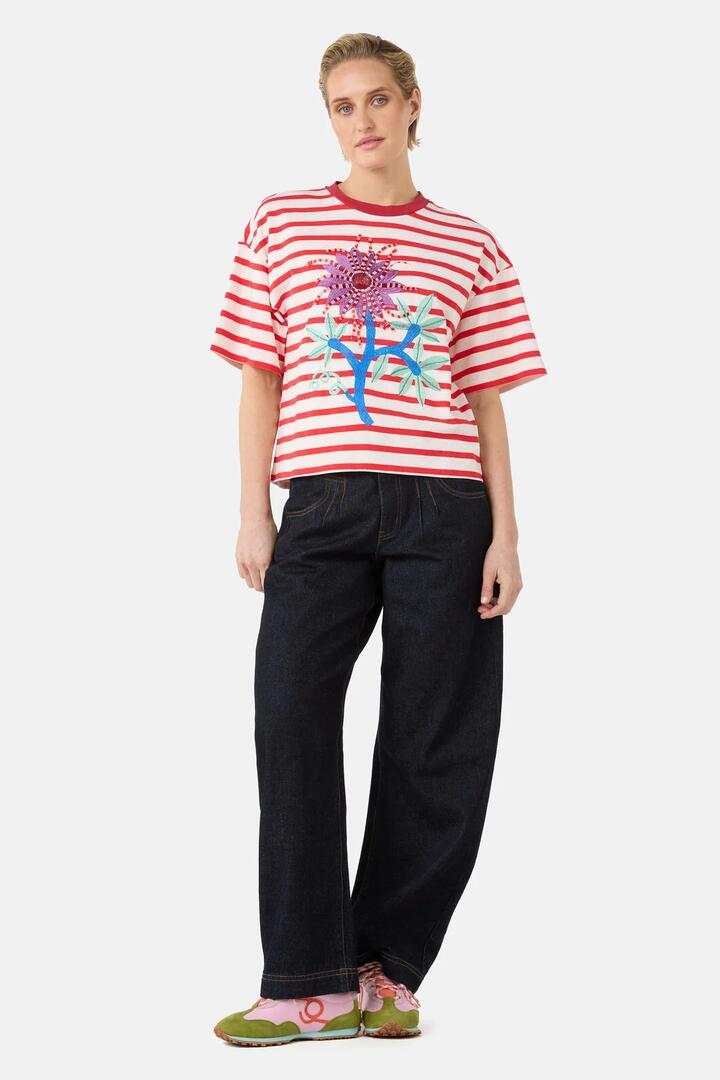 Image of T-Shirts. Product name - Passion Flower Stripe Relaxed Tee in Print colour by brand - Gorman