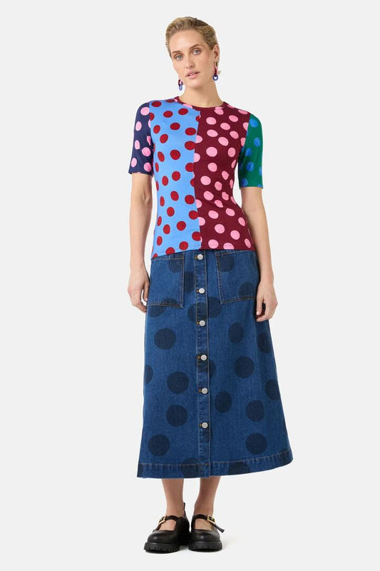 Image of T-Shirts. Product name - On The Dot Print Fitted Tee in Print colour by brand - Gorman