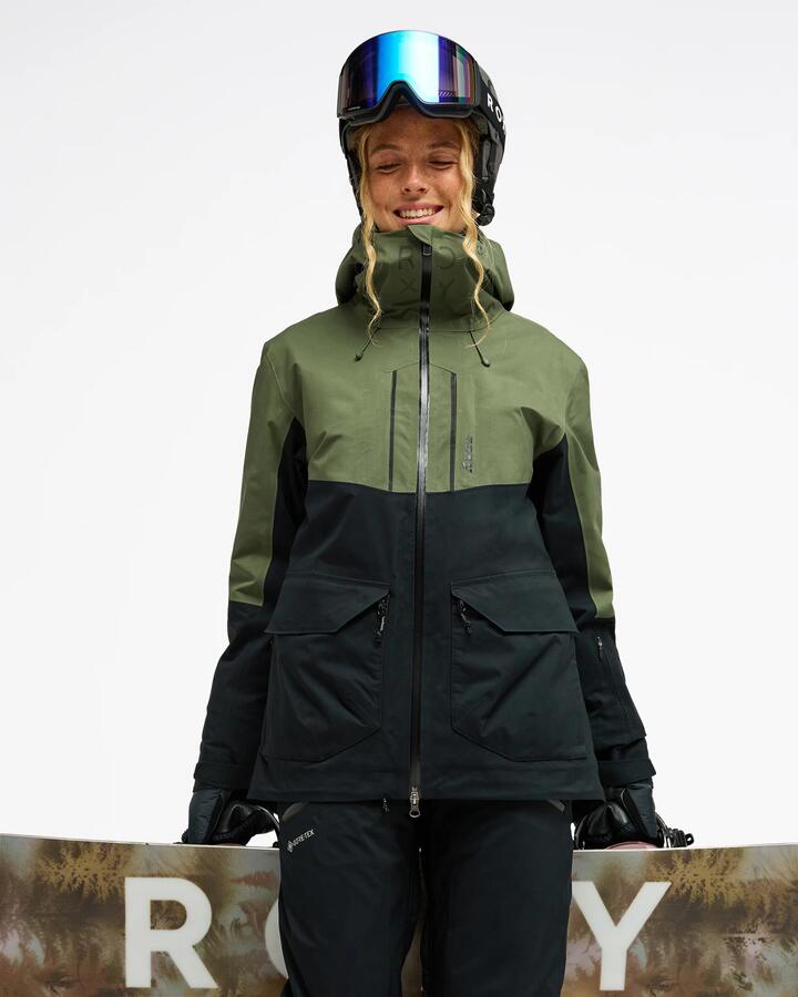 Image of Coats & Jackets. Product name - Roxy Womens Gore-Tex Stretch Purelines Snow Jacket Beetle in Beetle colour by brand - Roxy