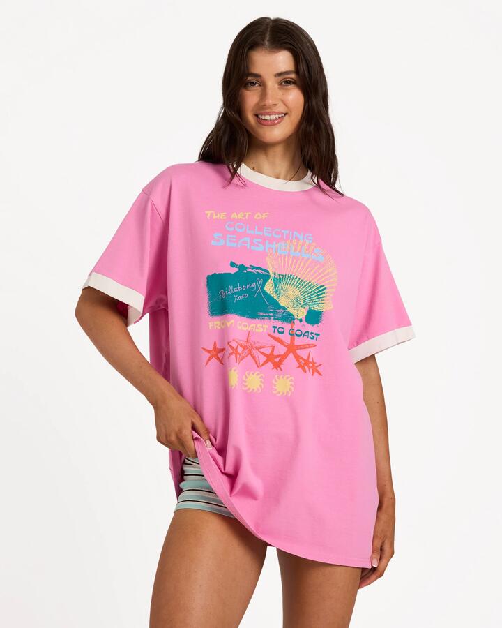 Image of T-Shirts. Product name - Billabong Womens Coastal Adventure T-Shirt Party Pink in Party Pink colour by brand - Billabong