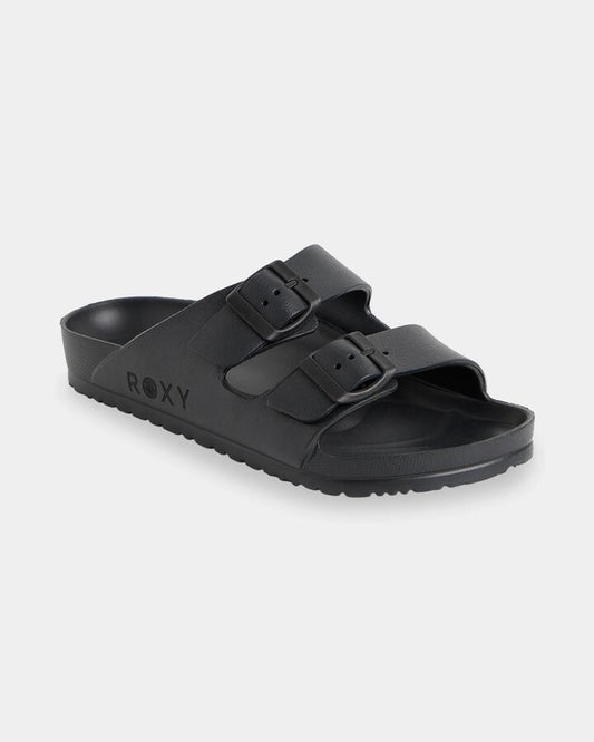 Image of Slippers. Product name - Roxy Womens Kattie Slides Black in Black colour by brand - Roxy