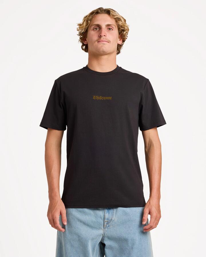 Image of T-Shirts. Product name - Volcom Mens Linear T-Shirt Black in Black colour by brand - Volcom