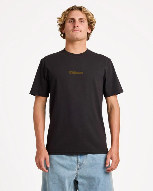 Image of T-Shirts. Product name - Volcom Mens Linear T-Shirt Black in Black colour by brand - Volcom