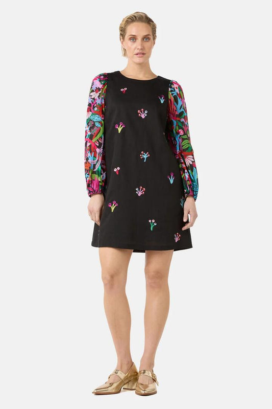 Image of Dresses. Product name - Wild Garden Shift Dress in Black colour by brand - Gorman