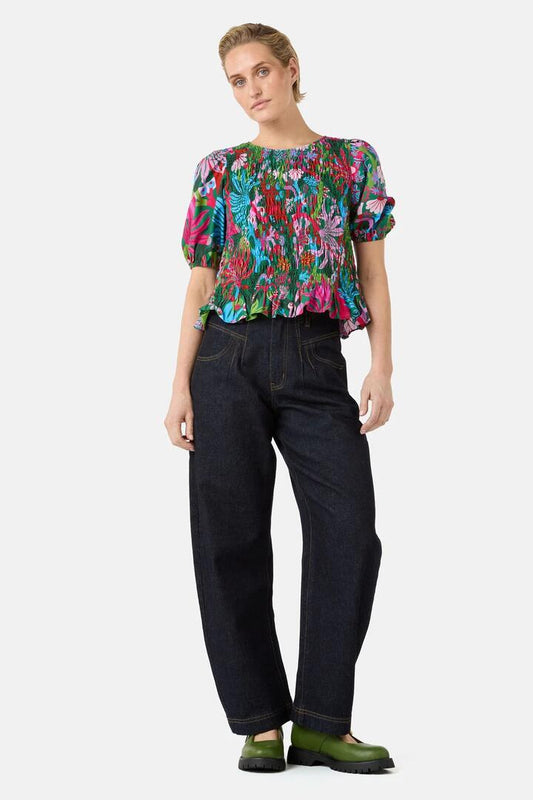 Image of a model wearing Tops. Product name - Wild Garden Top in Print colour by brand - Gorman