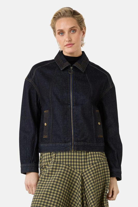 Image of Coats & Jackets. Product name - Tabitha Denim Jacket in Indigo colour by brand - Gorman